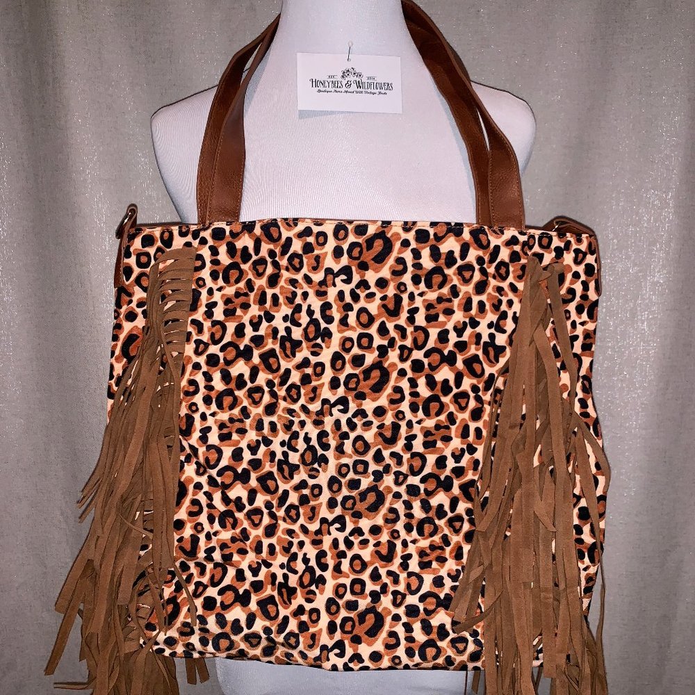 Leopard Fringe purse/bag NWOT